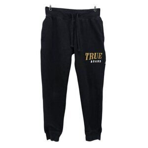 True Religion Boys Medium Joggers Sweatpants Black Spell Out Pockets